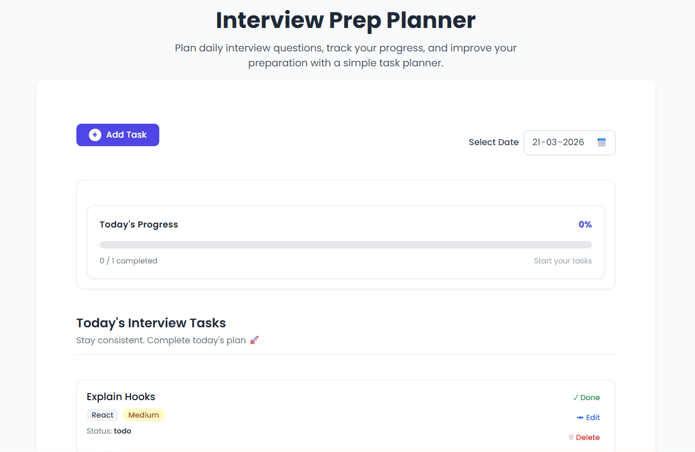 Interview Prep Planner