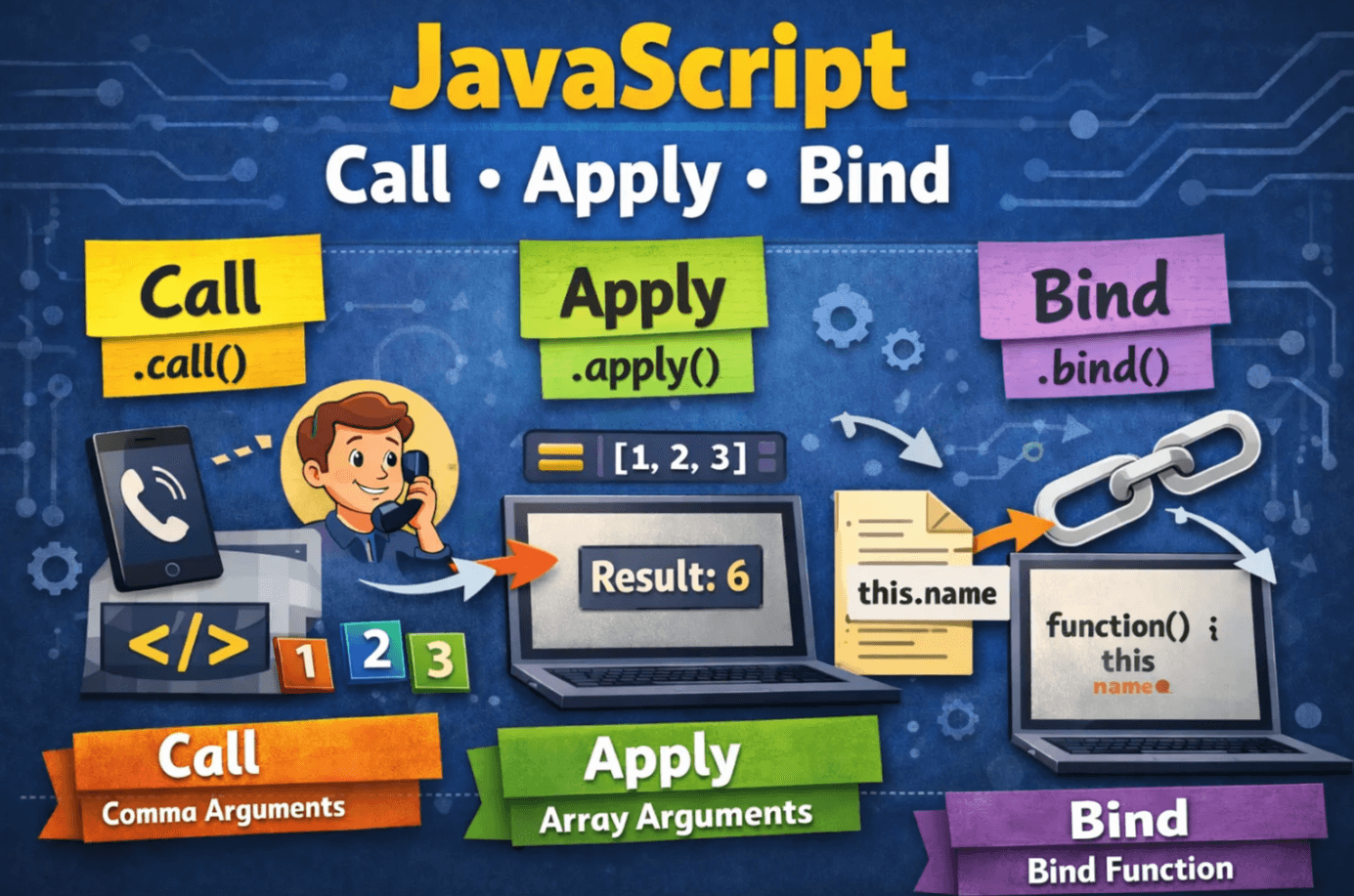 JavaScript Call, Apply, and Bind — Explained Simply
